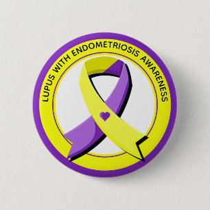 Lupus with Endometriosis Awareness Heart 6 Cm Round Badge