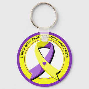 Lupus with Endometriosis Awareness Heart Key Ring
