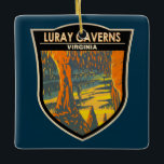 Luray Caverns Virginia Travel Art Badge Ceramic Ornament<br><div class="desc">Luray Caverns vector artwork. The cavern system is generously adorned with speleothems such as columns,  mud flows,  stalactites,  stalagmites,  flowstone,  and mirrored pools.</div>