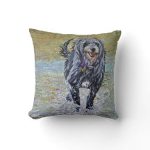Lurcher on the beach cushion
