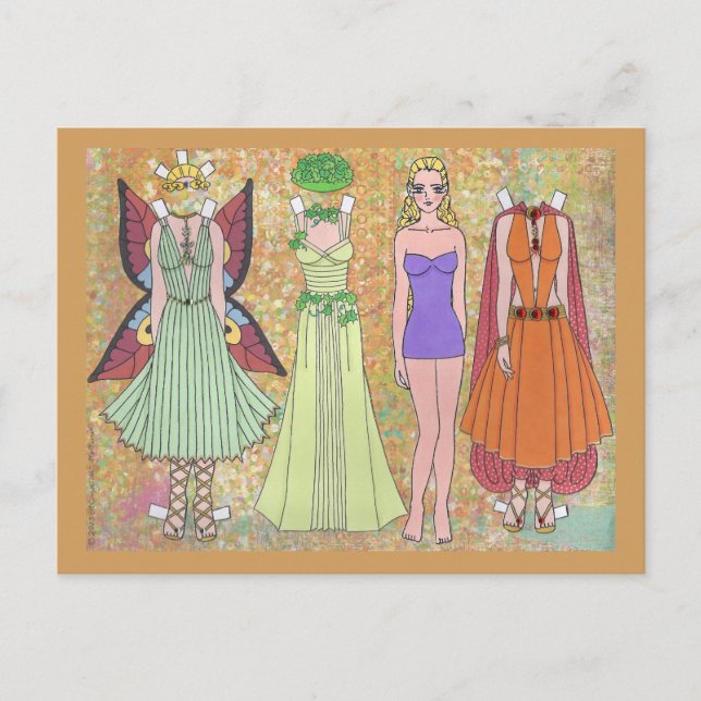 Luriel the Woodland Elf Paper Doll Postcard (Front)