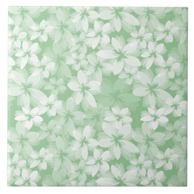 Luscious Green Floral Tile (Front)
