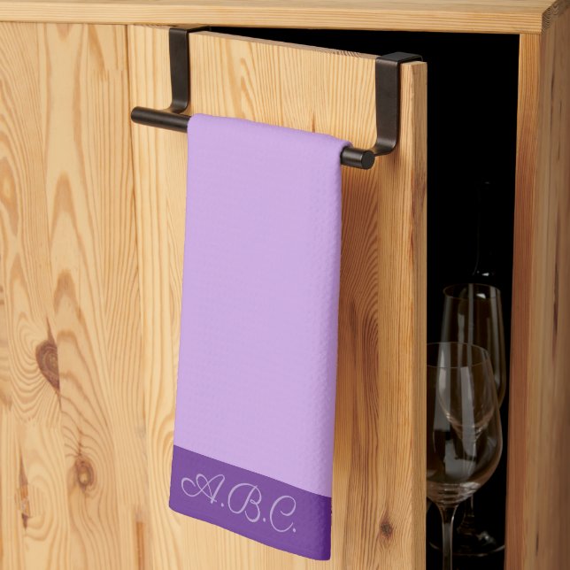 Luscious Lavender Monogram Tea Towel (Thirds Fold)