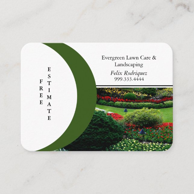 Luscious Lawn Photo Name Landscaping Business Card (Front)