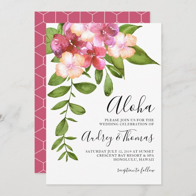 Luscious Leaves Hawaiian Wedding Invitation (Front/Back)