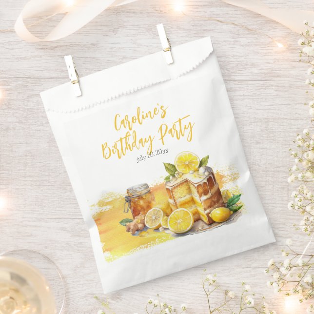 Luscious Lemon Cake Ginger Tea Birthday Party Favour Bags (Clipped)