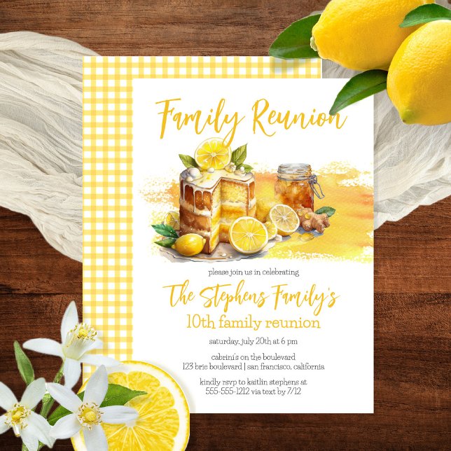 Luscious Lemon Cake Ginger Tea Family Reunion Invitation (Creator Uploaded)