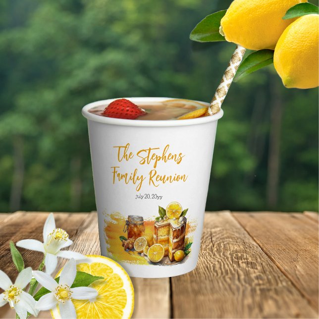 Luscious Lemon Cake Ginger Tea Family Reunion Paper Cups (Luscious Lemon Cake Ginger Tea Family Reunion Paper Cups)