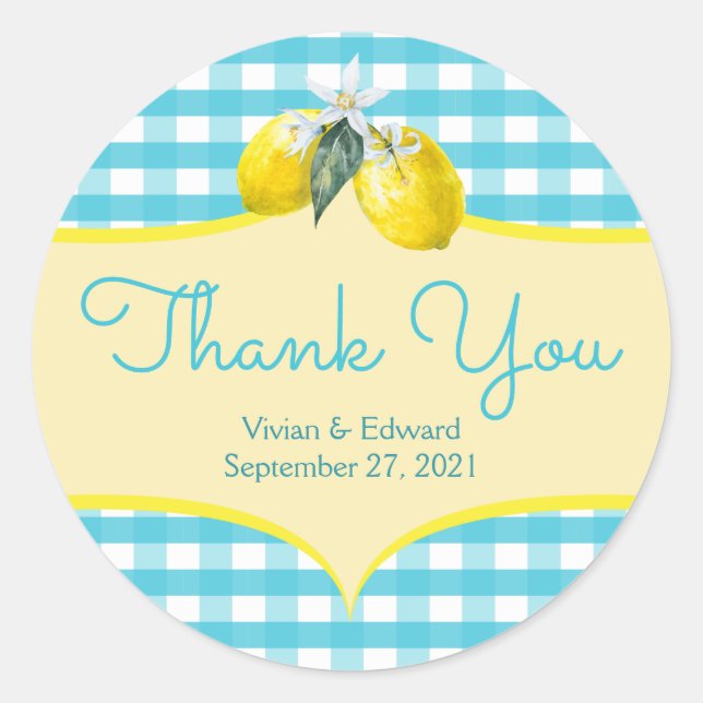 Luscious Lemon Thank You Stickers (Front)