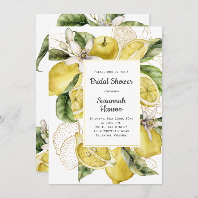 Luscious Lemons Bridal Shower Card (Front/Back)