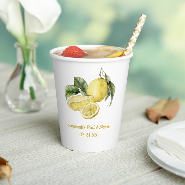 Luscious Lemons Bridal Shower Paper Cups (Insitu)