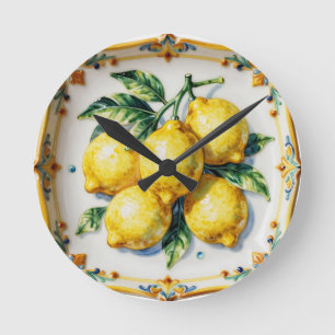 Luscious Lemons Ceramic Vibrant Italian Round Clock