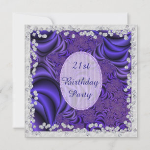 Luscious Lilac & Diamonds 21st Birthday Party Invitation