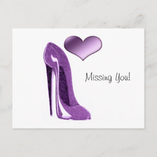 Luscious Lilac Stiletto High Heel Shoe and Heart Postcard