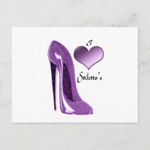 Luscious Lilac Stiletto Shoe and 3D Heart Postcard