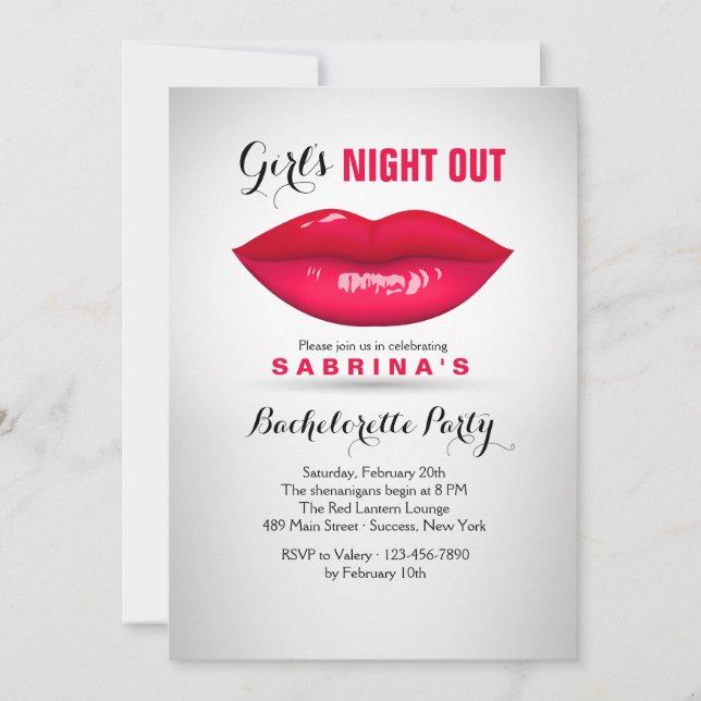 Luscious Lips Bachelorette Party Invitation (Front)