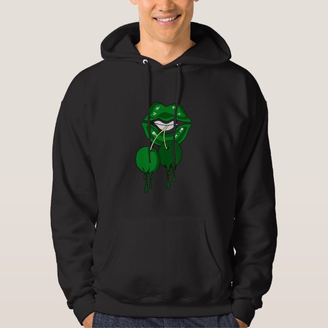 Luscious Lips Dripping Sneaker Match 3 Pine Green Hoodie (Front)
