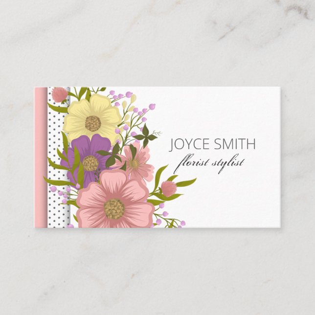 Luscious Multi Colour Floral Business Card (Front)