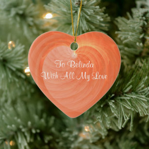 Luscious Orange Ribbed Heart Ceramic Keepsake Tree Decoration