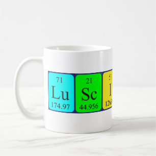 Luscious periodic table word mug