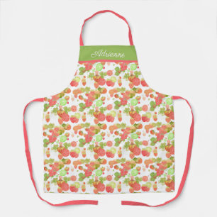 Luscious Raspberries Pink & Green Personalized Apron