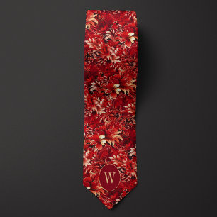 Luscious Red and Cream Floral Tie
