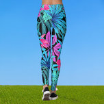 Luscious Tropical Floral Pattern Black Teal Pink<br><div class="desc">Luscious Tropical Floral Pattern Black Teal Pink Leggings</div>