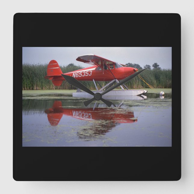 Luscombe, 8A, 1940, Oshkosh_Classic Aviation Square Wall Clock (Front)