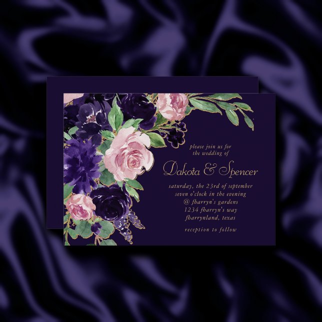 Lush Blossom | Dark Purple and Pink Rose Floral Invitation (Creator Uploaded)