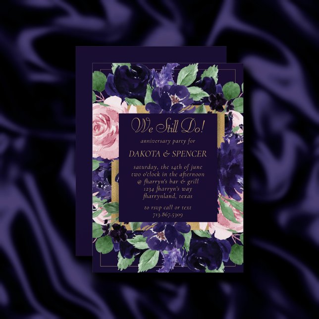 Lush Blossom | Pink and Purple Wreath Anniversary Invitation (Creator Uploaded)