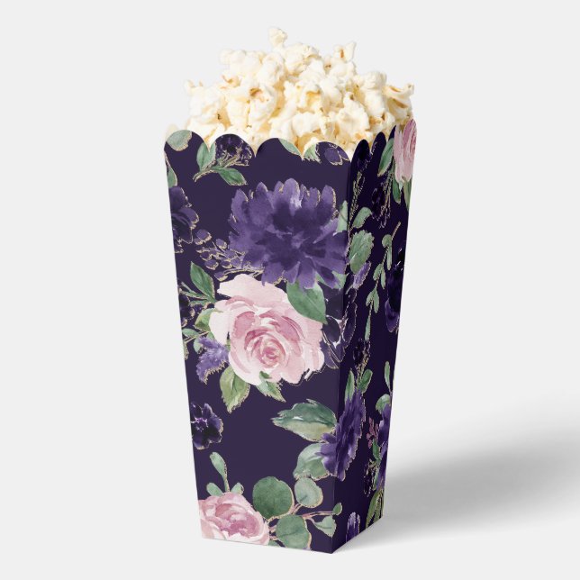Lush Blossom | Purple and Pink Rose Floral Pattern Favour Box (Popped)