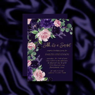 Lush Blossom Purple and Pink Rose Surprise Party Invitation