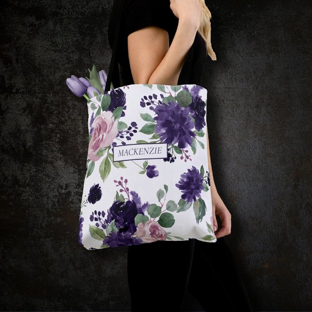 Lush Blossoms | Pink and Purple Floral Bridesmaid Tote Bag (Creator Uploaded)