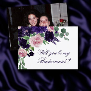 Lush Blossoms Pink and Purple Floral Photo Ask Invitation