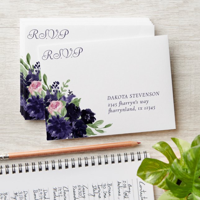 Lush Blossoms | Pink and Purple RSVP Address Envelope (Stacked)