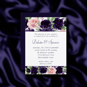 Lush Blossoms   Purple and Pink Bouquet Garland Invitation