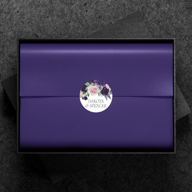 Lush Blossoms | Purple and Pink Floral Bouquet Classic Round Sticker (Creator Uploaded)