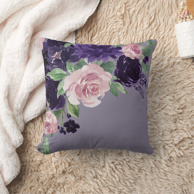 Lush Blossoms | Purple and Pink Floral Bouquet Cushion (Blanket)