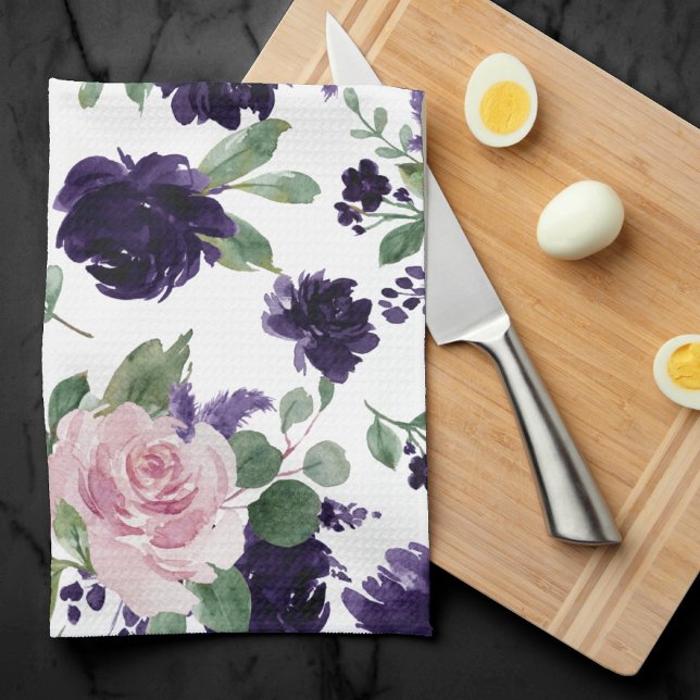 Lush Blossoms | Purple and Pink Floral Shimmer Tea Towel (Creator Uploaded)