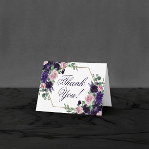 Lush Blossoms Purple and Pink Rose Bouquet Frame Thank You Card