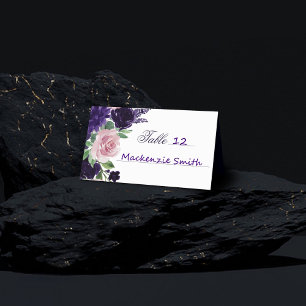 Lush Blossoms Purple and Pink Rose Bouquet Place Card