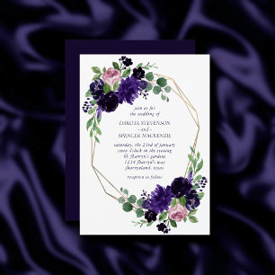 Lush Blossoms Purple and Pink Rose Floral Frame Invitation