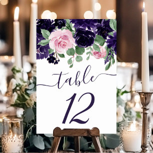 Lush Blossoms   Purple and Pink Rose Garland Table Number