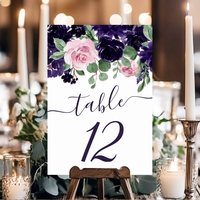 Lush Blossoms | Purple and Pink Rose Garland Table Number (Creator Uploaded)