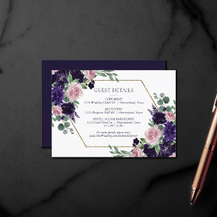 Lush Blossoms Purple and Pink Rose Guest Details Enclosure Card