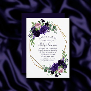 Lush Blossoms   Purple and Pink Rose Love in Bloom Invitation