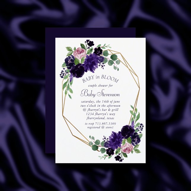 Lush Blossoms | Purple and Pink Rose Love in Bloom Invitation (Creator Uploaded)