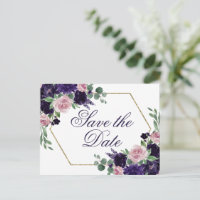 Lush Blossoms | Purple and Pink Rose Save the Date