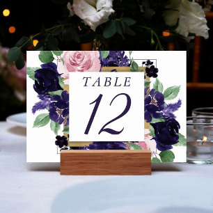 Lush Blossoms   Purple and Pink Rose Square Wreath Table Number