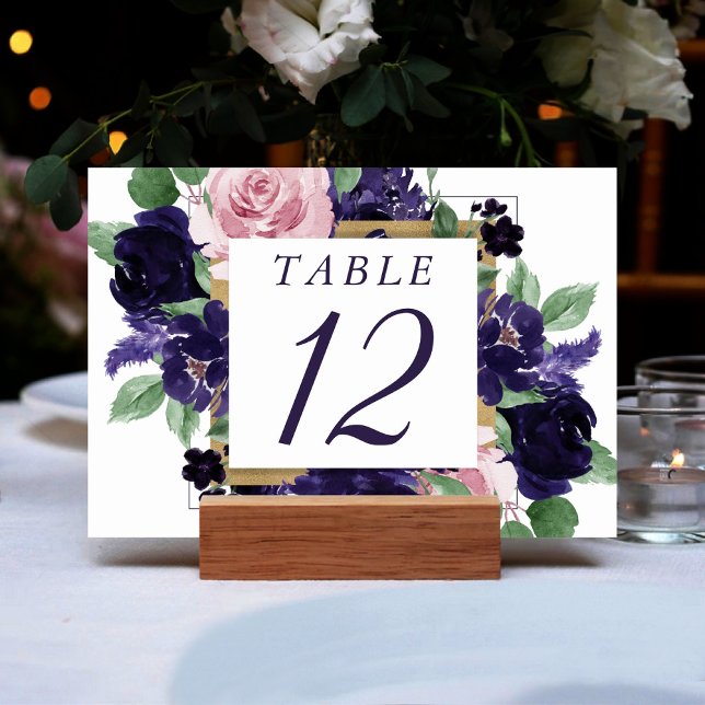 Lush Blossoms | Purple and Pink Rose Square Wreath Table Number (Creator Uploaded)